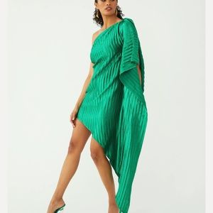 Anthropologie Guapa one shoulder pleaded metallic dress 👗